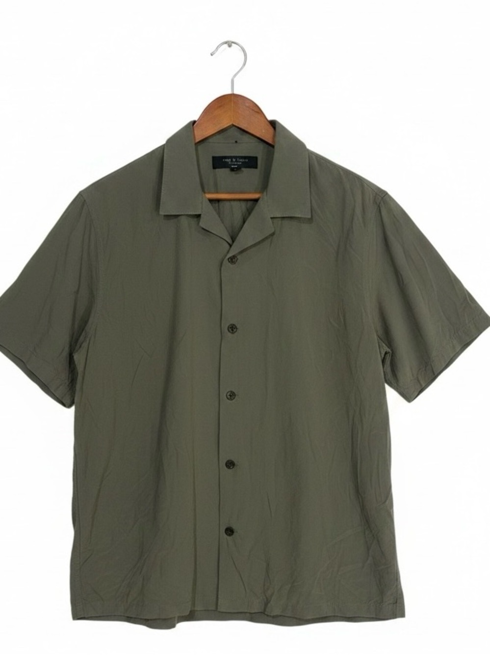 rag & bone olive avery notched button down short sleeve top